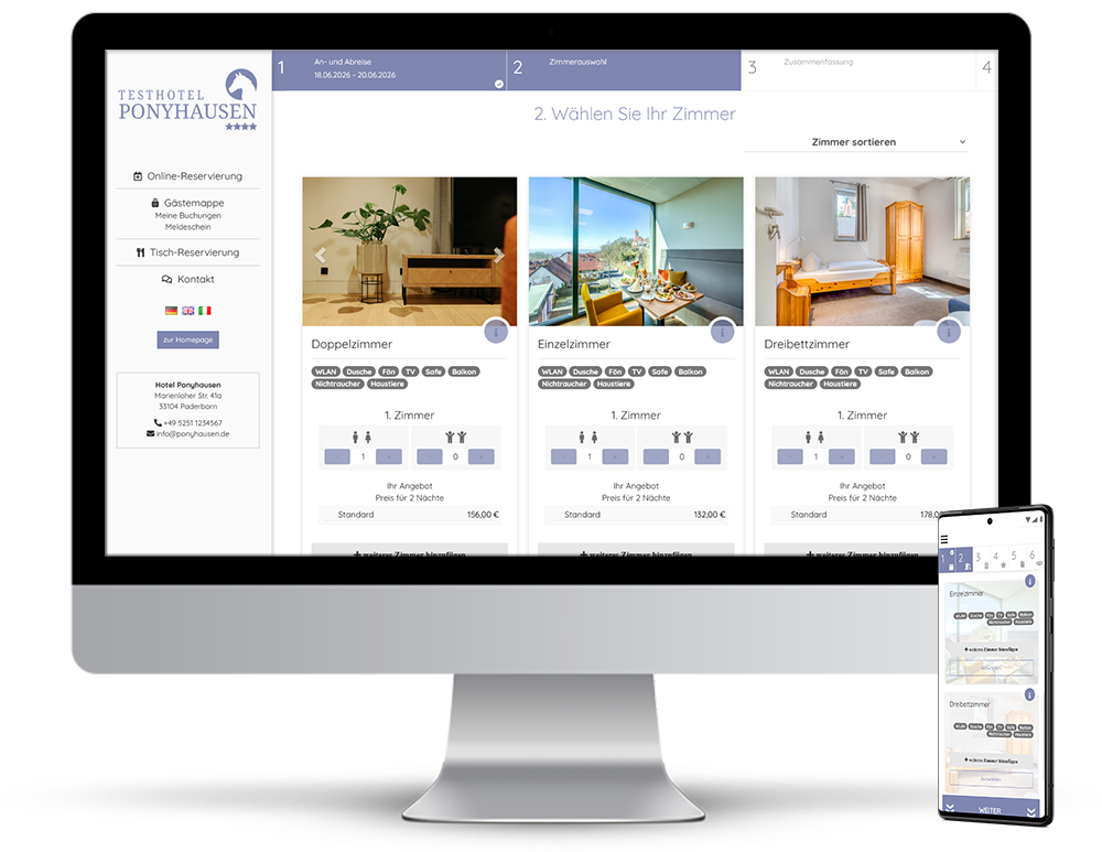 Belegungsplan in der Swoppen Hotelsoftware nach Online-Buchung