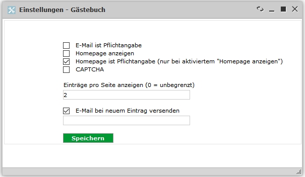 Einstellungen der Gästebücher