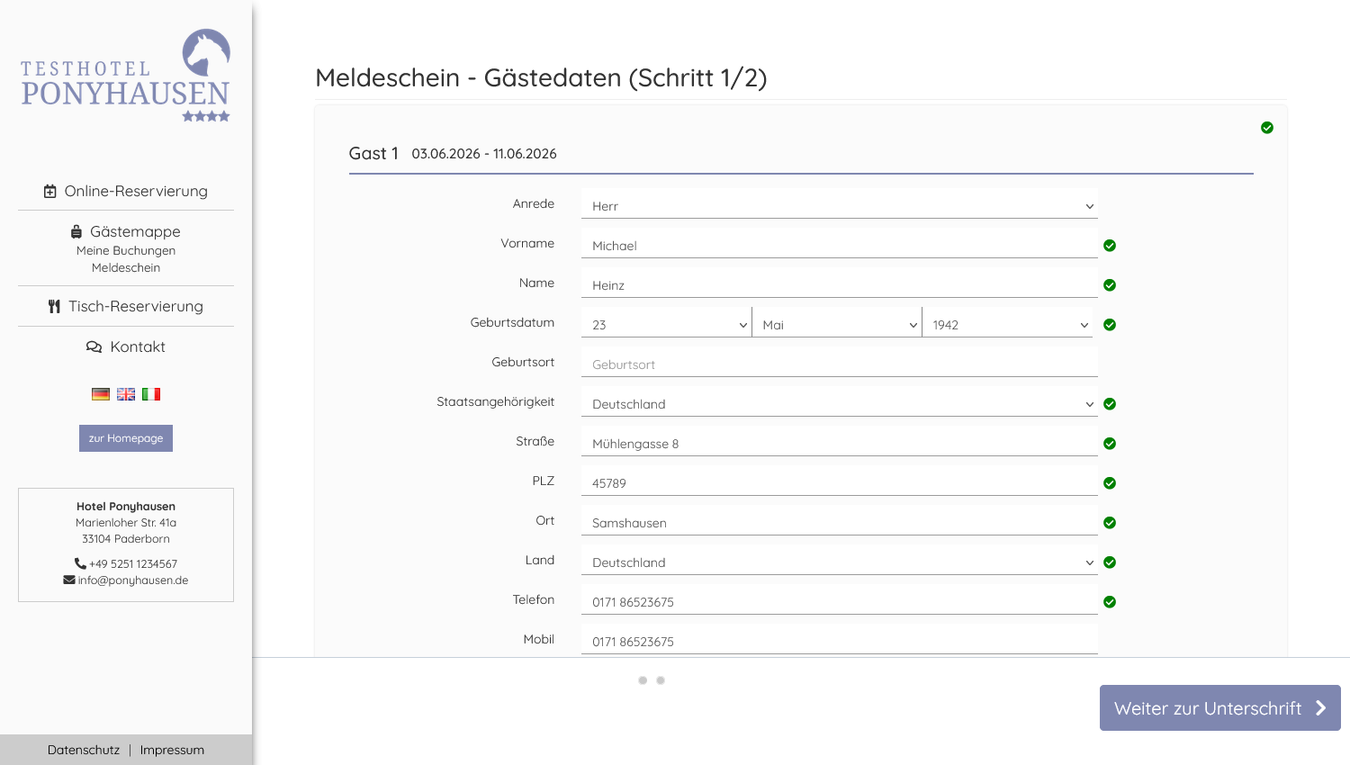 Meldeschein und Behördenprozesse